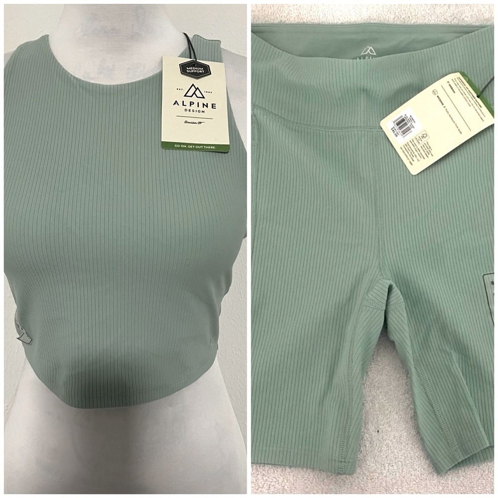 Alpine Design Women's Ribbed Bike Shorts Outfit Small Wicking 7” Inseam NWT